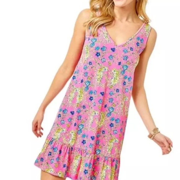 Lilly Pulitzer Camilla Dress Prosecco Pink Tigress Garden, Womens size Medium - Picture 11 of 11